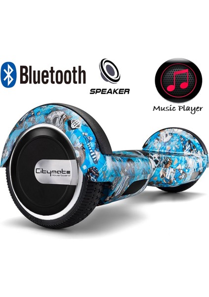 Elektrikli Kaykay Citymate Hoverboard Bluetooth Hoparlörlü 6.5 Inch Akıllı Dengeli - Grafiti Desenli