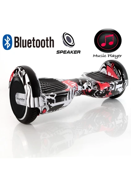 Elektrikli Kaykay Hoverboard Bluetooth Hoparlörlü 6.5 Inch Akıllı Dengeli - Grafiti Desenli