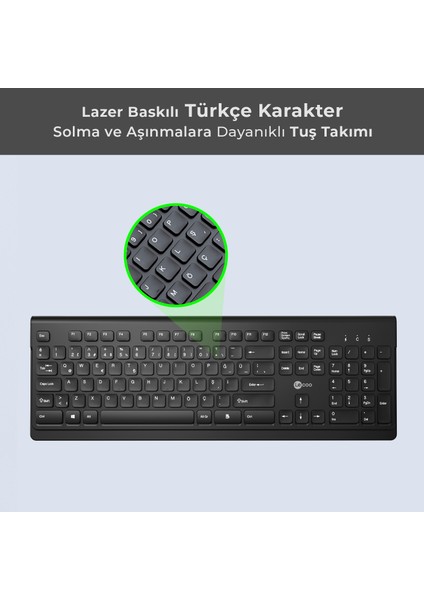 Lenovo Lecoo KW203 2.4ghz Kablosuz Türkçe Q Klavye & Mouse Set Siyah