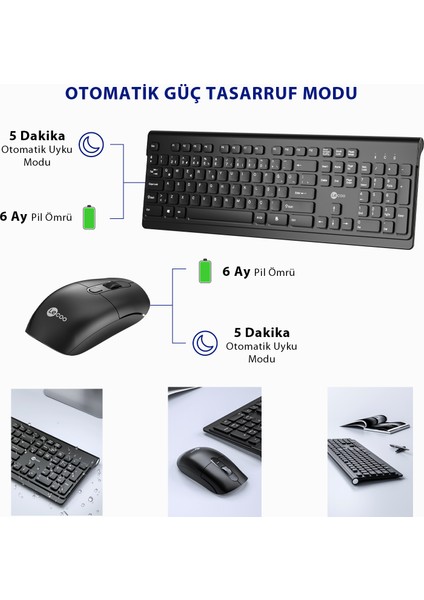 Lenovo Lecoo KW203 2.4ghz Kablosuz Türkçe Q Klavye & Mouse Set Siyah