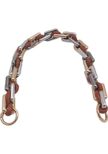 45 cm Derili Köşeli Renkli Akrilik Zincir Taba Renk Derili Yaylı Halkalı fiyatları