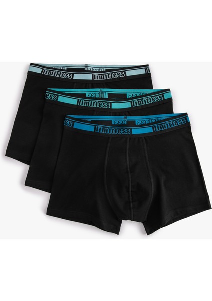 3'lü Boxer Seti Slogan Baskılı Beli Lastikli