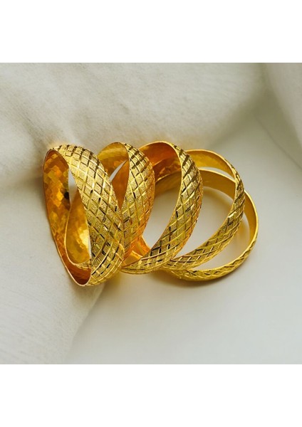 5 Adet Altın Kaplama Baklava Desenli Bilezik Kararma Solma Yapmaz 2 Yıl Garantili Kuyumcu Kalitesi modelleri