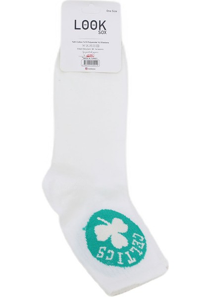 Look Socks Celtics Desenli Beyaz Kolej Çorap