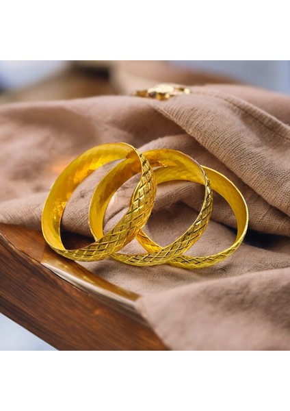 3 Adet Altın Kaplama Baklava Desenli Bilezik Kararma Solma Yapmaz 2 Yıl Garantili Kuyumcu Kalitesi fiyatları