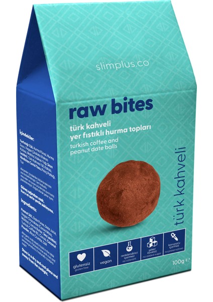 4'lü Glutensiz Vegan Yerfıstıklı Hurma Topları Raw Bites Mix Paket 100GR