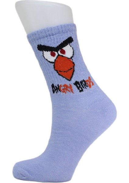 Look Socks Angry Birds Karakter Desenli Mor Kolej Çorap 3 Çift