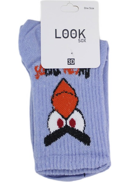 Look Socks Angry Birds Karakter Desenli Mor Kolej Çorap 3 Çift