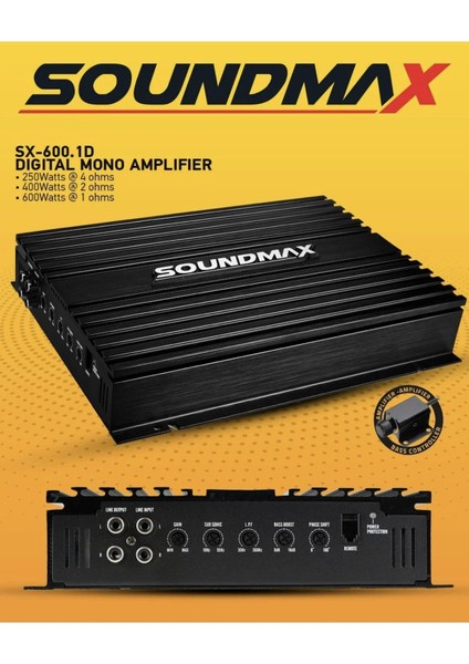 Mono Amfi - Soundmax SX-600.1D Bass Anfisi - 600RMS