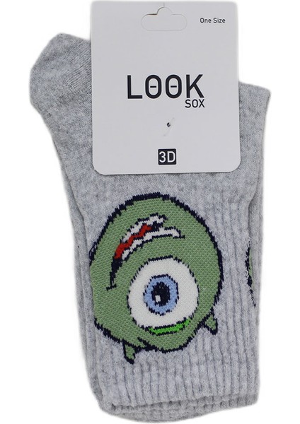 Look Socks Yeşil Uzaylı Canavar Göz Karakter Desenli Kolej Çorap