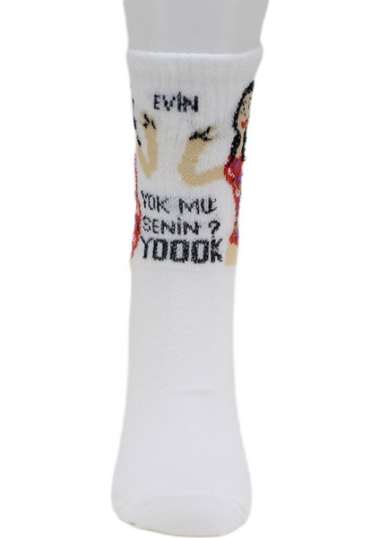 Look Socks Dilber Evin Barkın Yokmu Karakter Desenli Beyaz Kolej Çorap 3 Çift