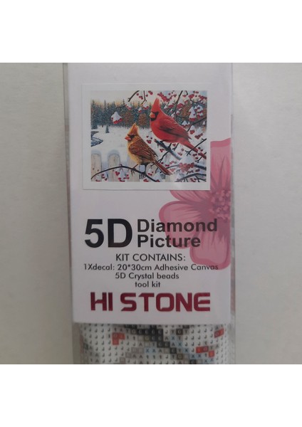 5d Elmas Taş Işleme Kiti 20X30 cm Kardinal Kuşları Desen