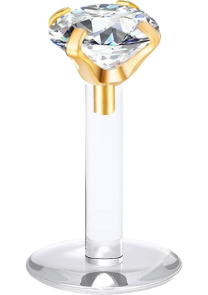 Cerrahi Çelik Altın Tek Taşlı Labret Bioplastik Dudak, Kulak Helix, Septum, Labret, Smiley, Tragus