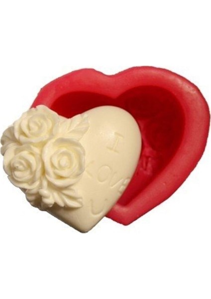 Silikon Gül Desenli I Love You Yazılı Kalıp