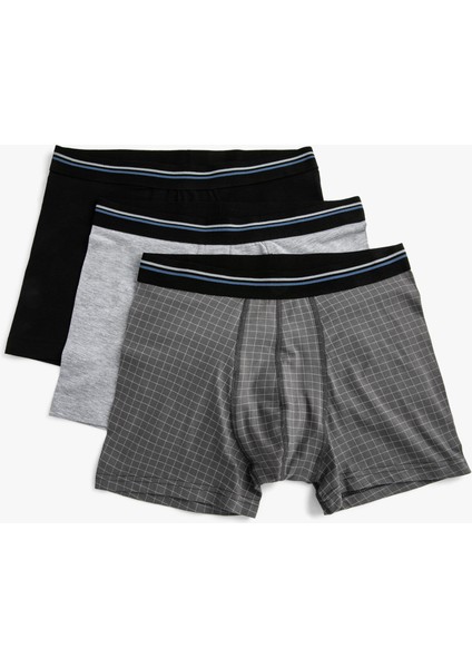 3'lü Boxer Seti Ekoseli Pamuklu