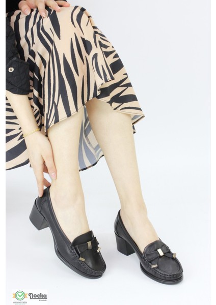 Mammimia Kadın Hakiki Deri Alçak Topuklu Ortopedik Klasik Ayakkabı M25/YA-ALİCE