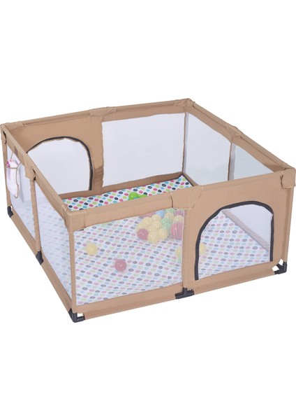 Playard Basket Potalı Güvenli Bebek ve Çocuk Oyun Alanı Oyun Parkı 125X125 Oyun Matı ve Topları