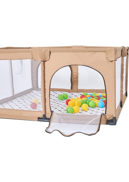 Playard Basket Potalı Güvenli Bebek ve Çocuk Oyun Alanı Oyun Parkı 125X125 Oyun Matı ve Topları