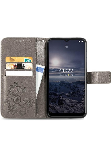 Nokia G21 Kısa Kayış Dört Yapraklı Yonca Flip Kapak Telefon Kılıfı (Yurt Dışından)