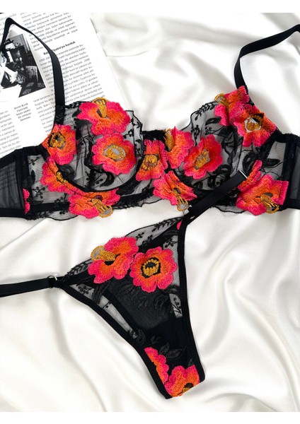 Mona Balenli Brode Iç Çamaşırı Takımı Siyah