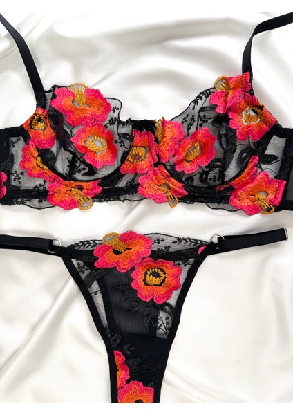 Mona Balenli Brode Iç Çamaşırı Takımı Siyah fırsatları