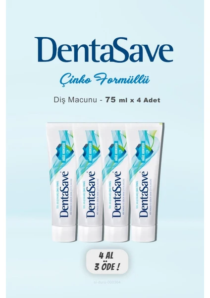 4 Al 3 Öde Dentasave Diş Macunu  Çinko Formül 75 Ml