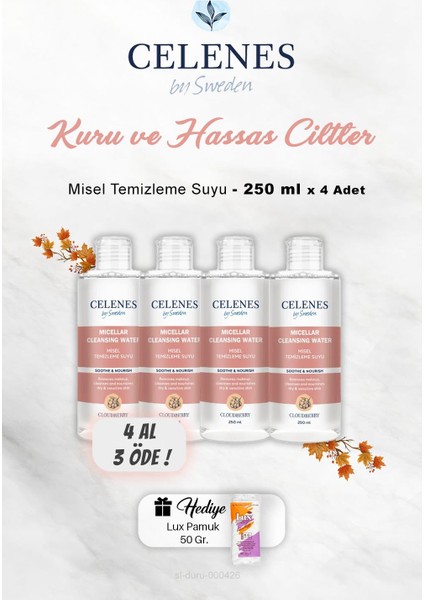 4 Al 3 Öde Celenes By Sweden Cloudberry Temizleme Suyu 250 Ml, Pamuk