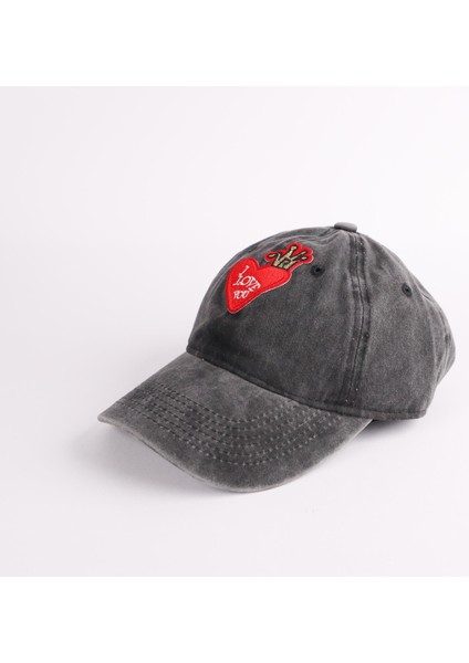 Love Kalp Nakışlı Pamuklu Yıkamalı Siyah Şapka fiyatları