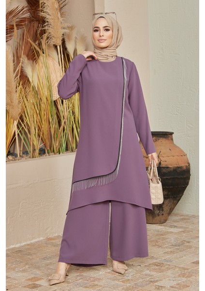 Zincirli Tunik Pantolon Takım - Leylak