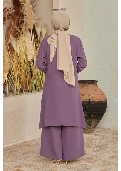 Zincirli Tunik Pantolon Takım - Leylak