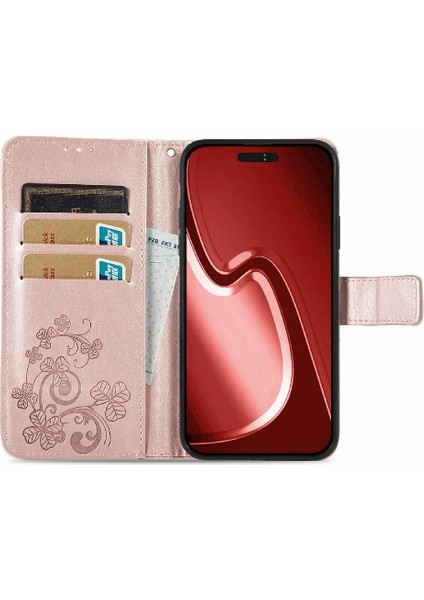 Iphone 15 Için Promax Flip Kapak Dört Yapraklı Yonca Kısa Telefon Kılıfı (Yurt Dışından)