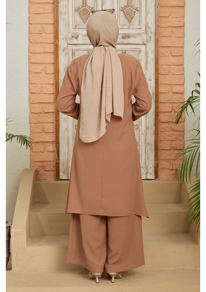 Zincirli Tunik Pantolon Takım - Camel