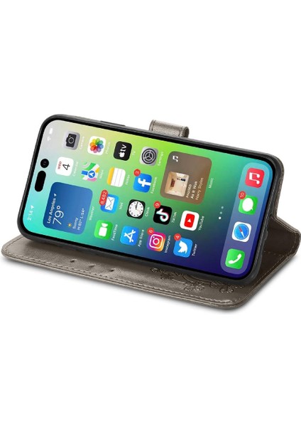 Iphone 14 Için Pro Kısa Kayış Dört Yapraklı Yonca Zarif Iş Telefon Kılıfı (Yurt Dışından)
