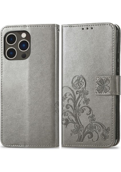 Iphone 14 Için Pro Kısa Kayış Dört Yapraklı Yonca Zarif Iş Telefon Kılıfı (Yurt Dışından)