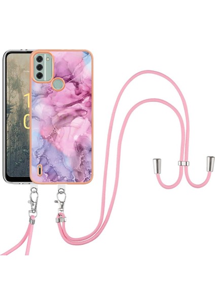 Nokia C31 Mermer Kapak Için Kılıf Yumuşak Tpu Tampon Ayrılabilir Kayış Crossbody (Yurt Dışından)