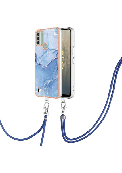 Nokia C31 Mermer Kapak Için Kılıf Yumuşak Tpu Tampon Ayrılabilir Kayış Crossbody (Yurt Dışından)
