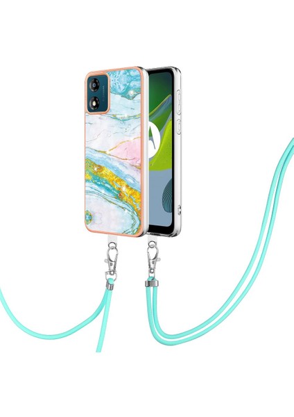 Motoroal Moto E13 Mermer Anti-Scratch Yumuşak Crossbody Kordon Için Kılıf (Yurt Dışından)