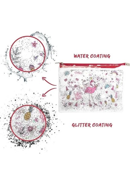 Sulu Fermuarlı Desenli Şeffaf Dosya (A5) - Flamingo fiyatları