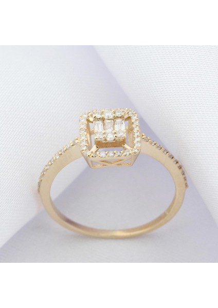 Rose Gold Pırlanta Baget Yüzük