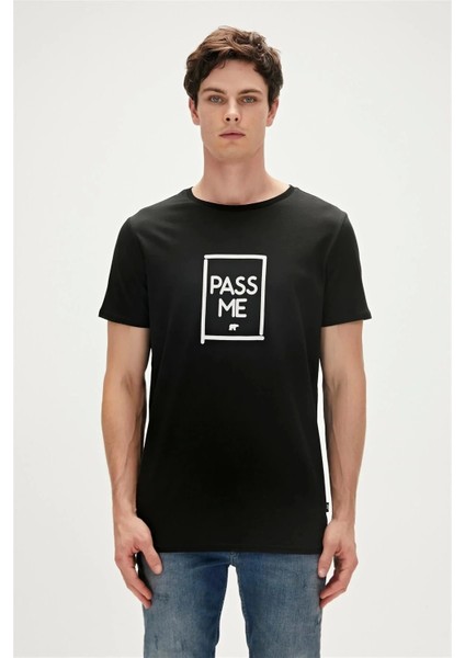 Pass Me 0 Yaka Erkek Tshirt - Siyah