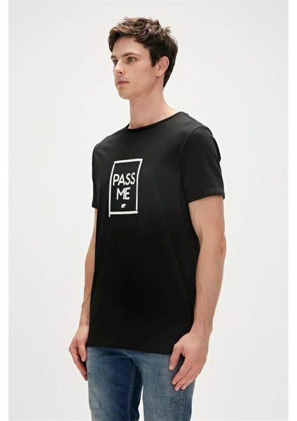 Pass Me 0 Yaka Erkek Tshirt - Siyah