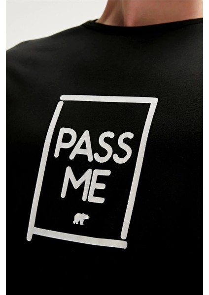 Pass Me 0 Yaka Erkek Tshirt - Siyah