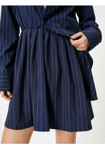 Gömlek Mini Elbise Yarım Pileli Uzun Kollu fiyatları