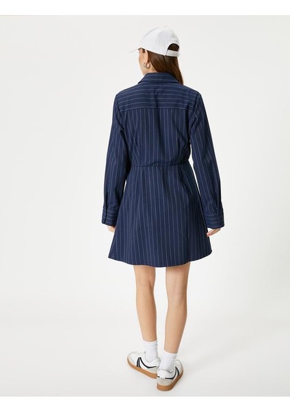 Gömlek Mini Elbise Yarım Pileli Uzun Kollu modelleri