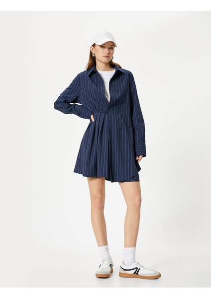 Gömlek Mini Elbise Yarım Pileli Uzun Kollu fırsatları