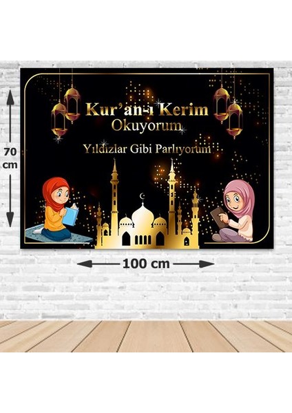 Kuran Okuyorum Afişi Kız Siyah 70*100 cm