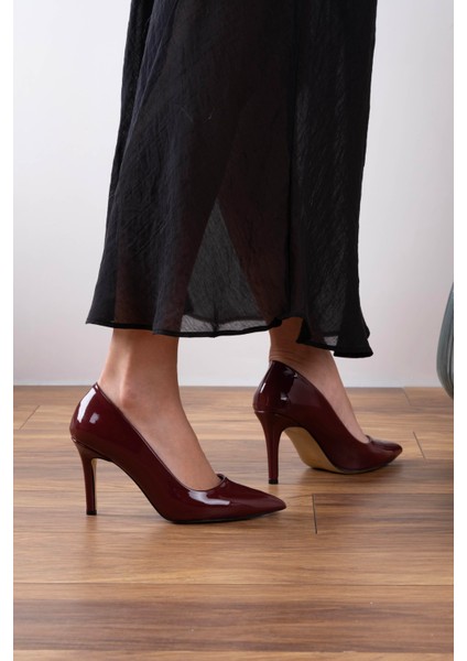 Özel Seri Klasik Stiletto Bordo Rugan
