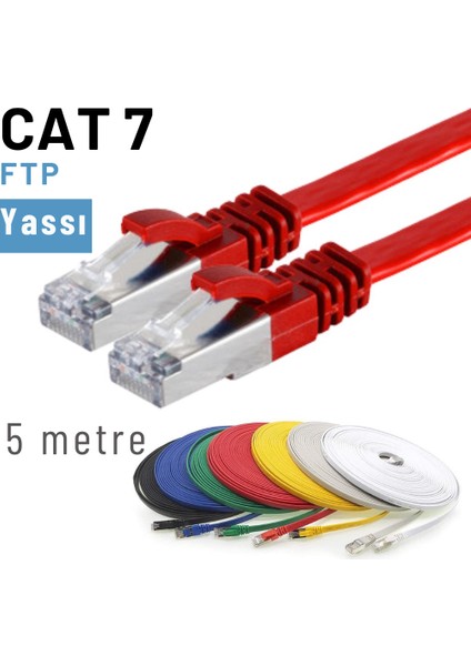 Irenıs 5 Metre Cat7 Kablo Yassı Ftp Ethernet Network Lan Ağ Kablosu