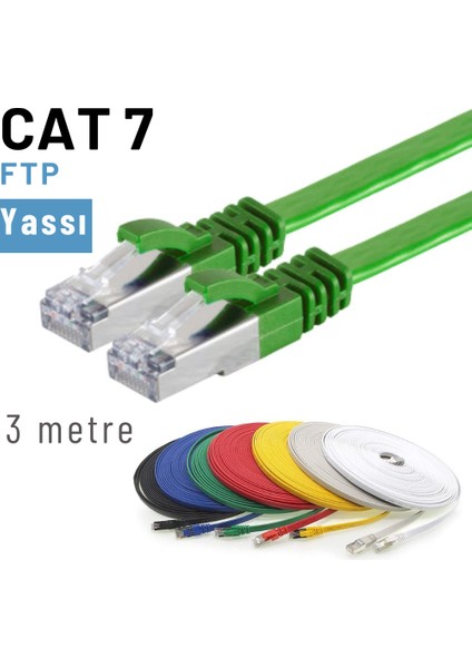 Irenıs 3 Metre Cat7 Kablo Yassı Ftp Ethernet Network Lan Ağ Kablosu