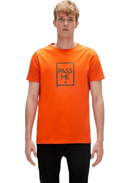 Pass Me 0 Yaka Erkek Tshirt - Turuncu